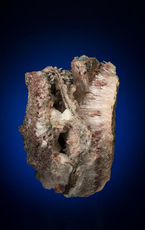 NATROLITE with PREHNITE, ANALCIME and COPPER in CALCITE